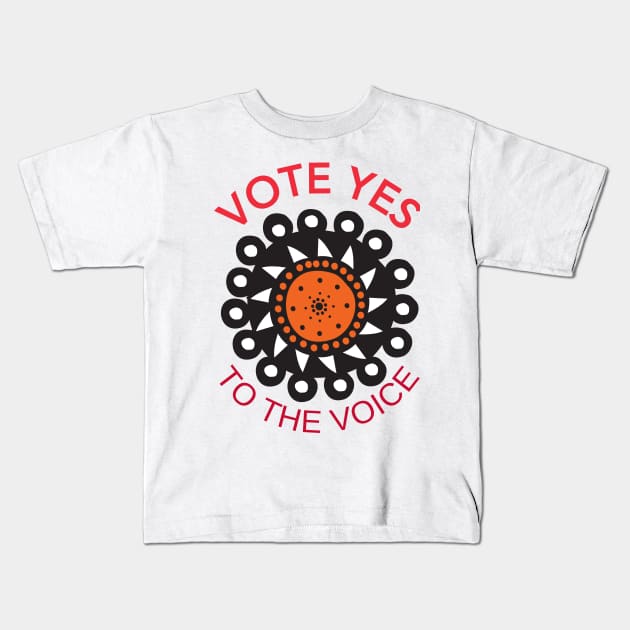 Vote Yes To The Voice Indigenous Voice To Parliament Kids T-Shirt by 3dozecreations